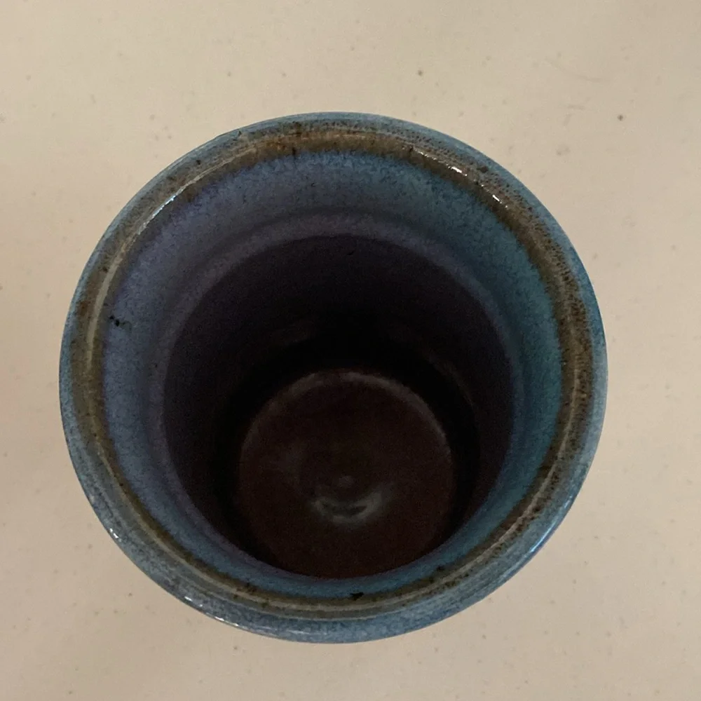 Ceramic Wine Cooler Handmade Pottery Blue Purple